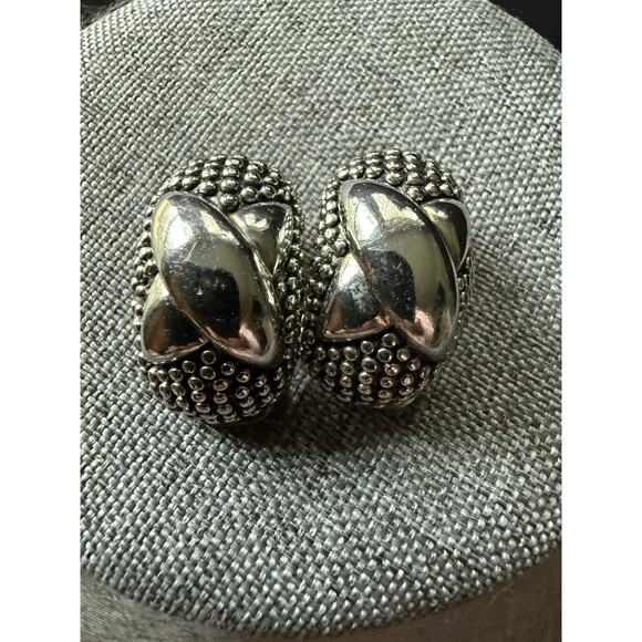 Vintage Clip On Earrings Silver Tone Casual Minimalist Career Modernist - Picture 1 of 4